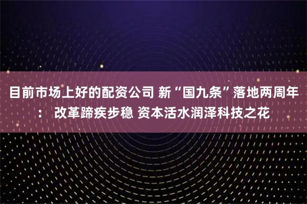 目前市场上好的配资公司 新“国九条”落地两周年： 改革蹄疾步稳 资本活水润泽科技之花